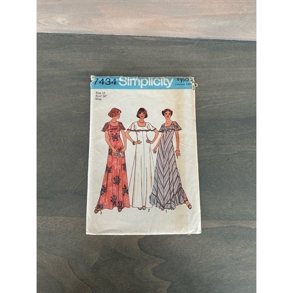 Simplicity Vintage Uncut Misses Bias Dress Size 12 Pattern No 7434 - Picture 1 of 7